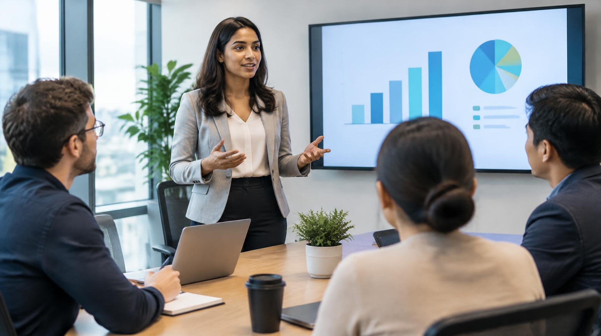 person speaking in meeting